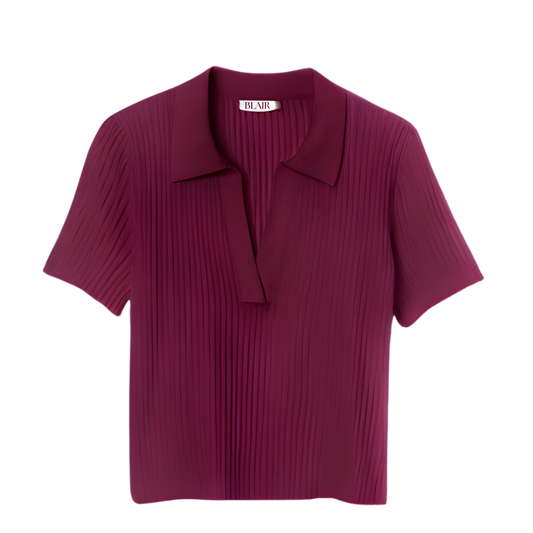 Burgundy Short Sleeve Collared Neck Polo Shirt