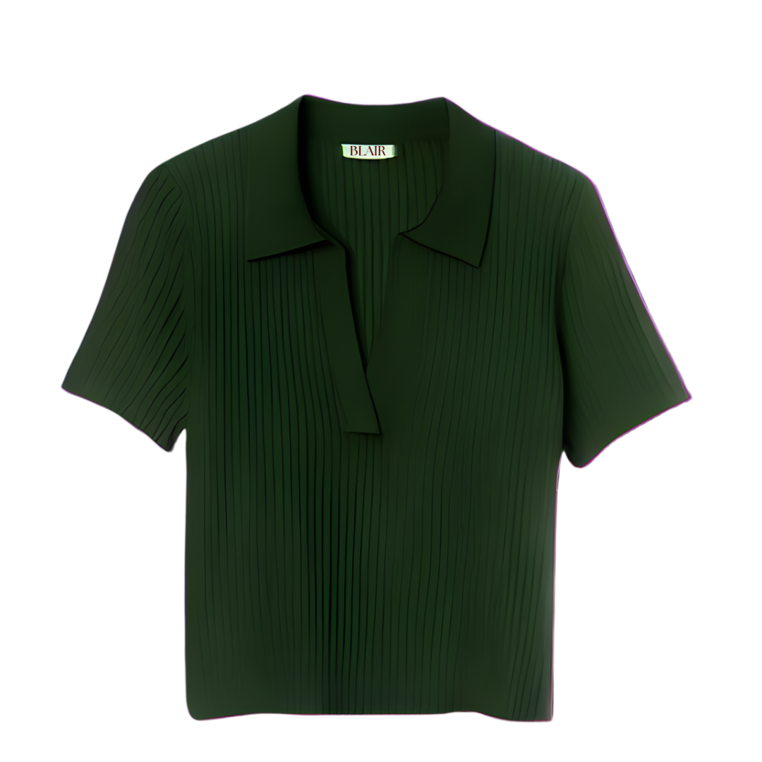 Green Short Sleeve Collared Neck Polo Shirt