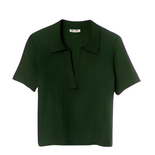 Green Short Sleeve Collared Neck Polo Shirt