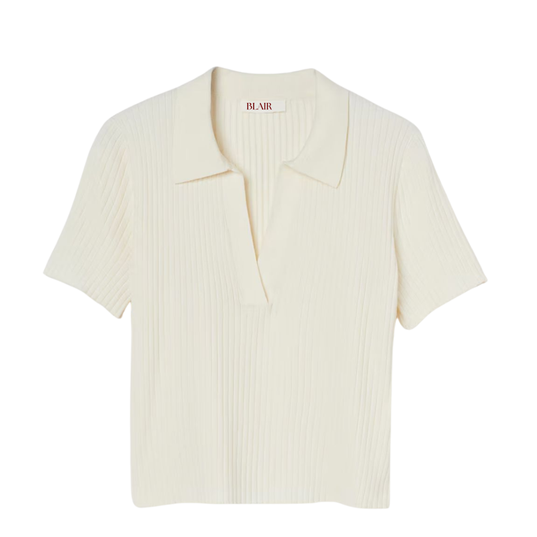 Cream Short Sleeve Collared Neck Polo Shirt