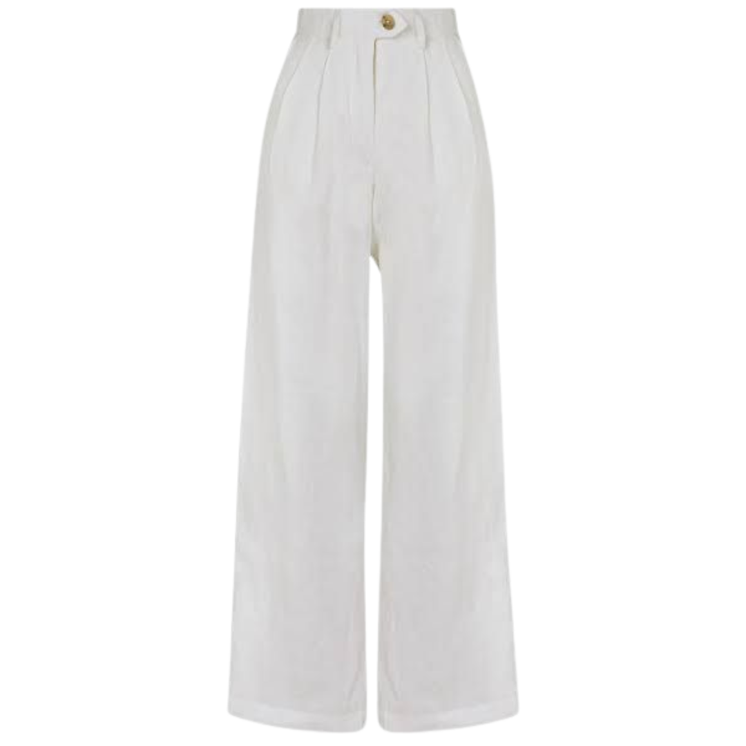 Wide Legged Linen Pants White