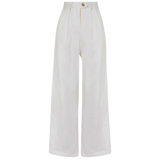 Wide Legged Linen Pants White